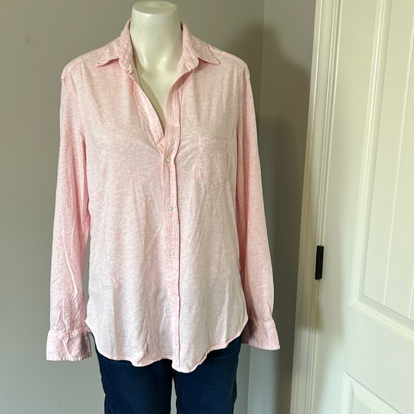 Frank and Eileen Shirt Tee Lab Eileen Button Down Pink Marled Cotton Top S NEW - Picture 1 of 13